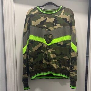 Dolce & Gabbana Camouflage and Neon Green Crewneck Sweater